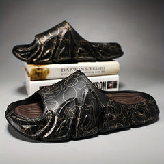 Men's Non Slip Platform Slides Comfortable Pillowy Slides