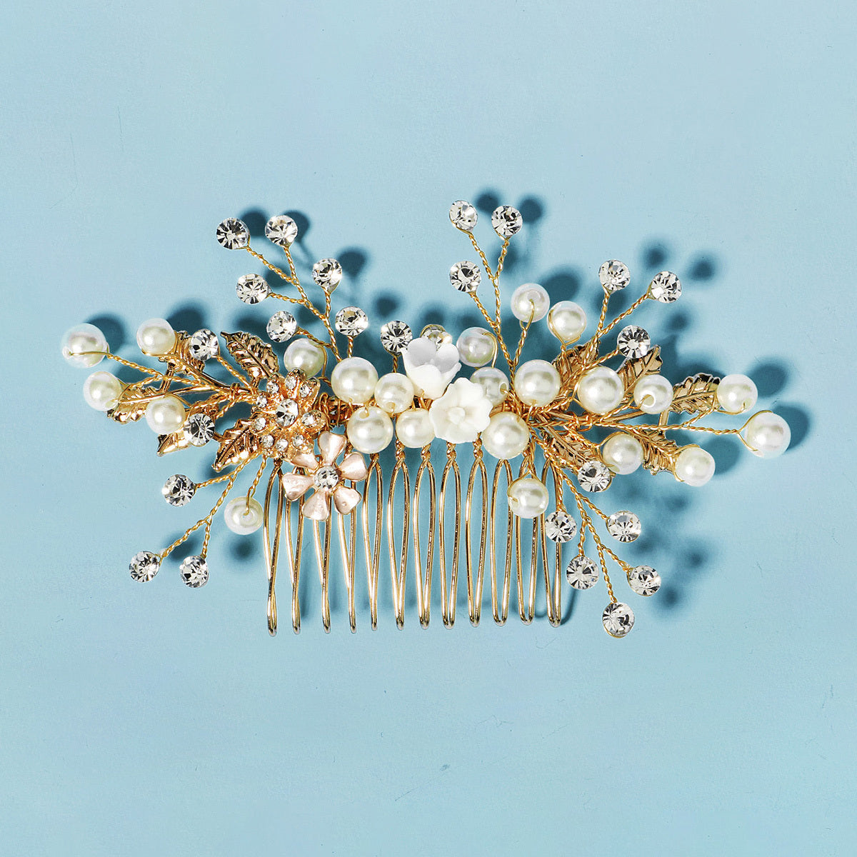 Golden Flower Wedding Hair Comb Bridal Hair Piece