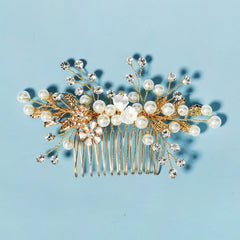 Golden Flower Wedding Hair Comb Bridal Hair Piece