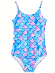 Mermaid Costume Swimsuit Bikini for Girls Gradient Fish Scale Print
