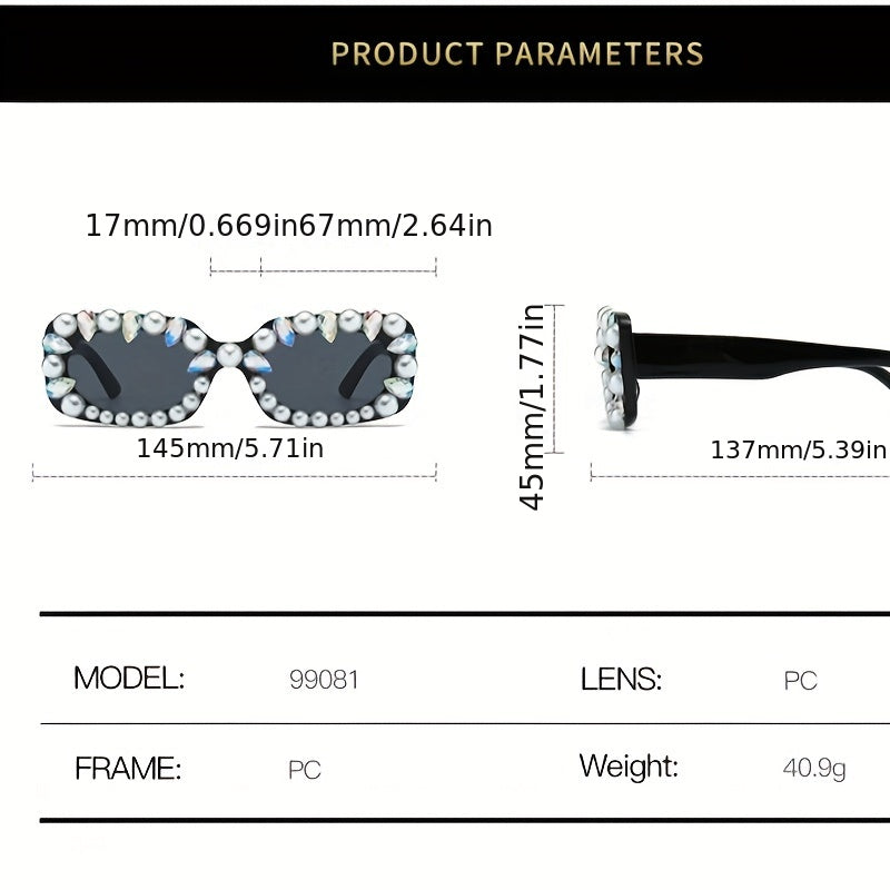 Diamond & Pearl Decorated Street Sunglasses UV400