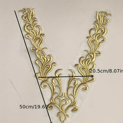 Heavy Duty Golden Thread Mesh Embroidery Collar Flower Cloth Paste Patch