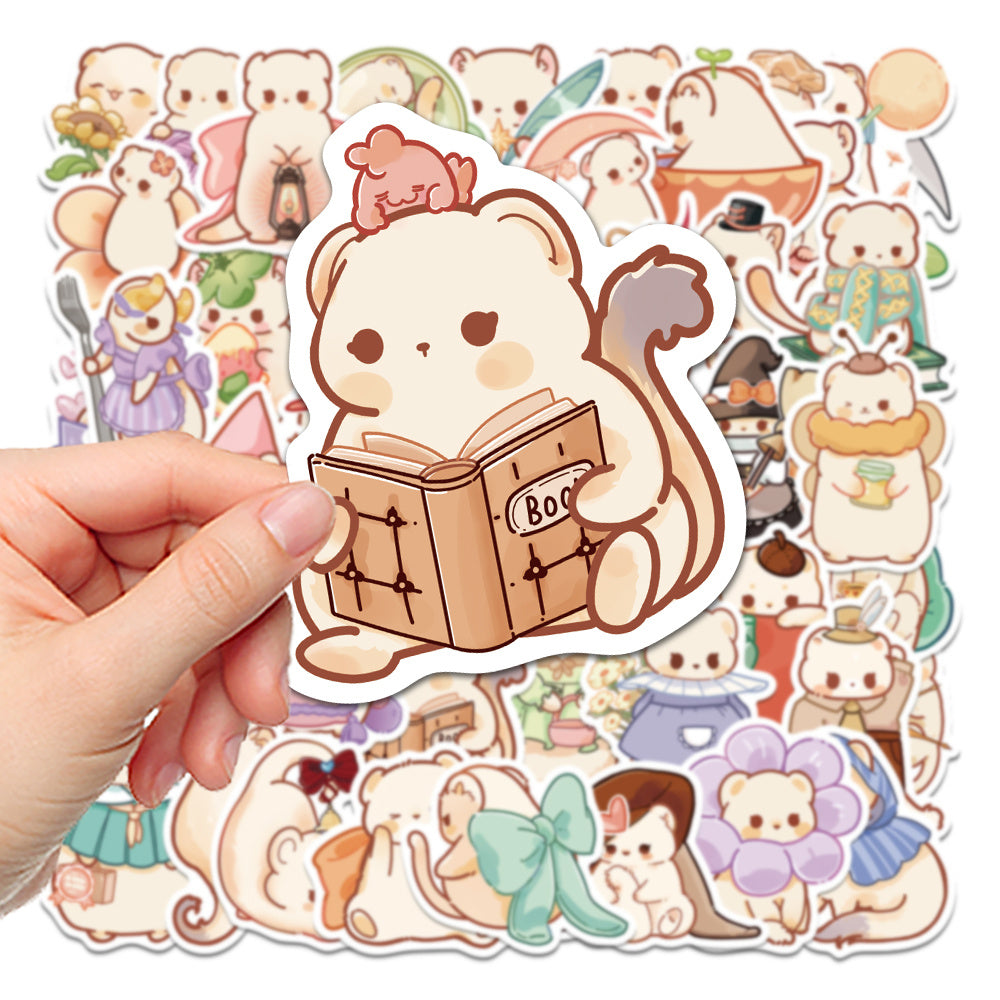 50 Sheets Cute Cartoon Squirrel Stickers Waterproof Non Slip for Notebooks Cups