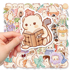 50 Sheets Cute Cartoon Squirrel Stickers Waterproof Non Slip for Notebooks Cups
