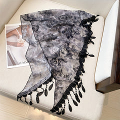 Lace Fringed Shawl Thin Breathable Scarf Inelastic Shawl Wraps