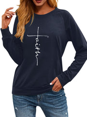 Casual Solid Sweatshirt Letter Print Pullover