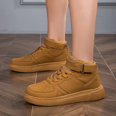 Women's Lace Up High Top Board Shoes Soft Sole Platform Sneakers