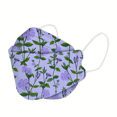 50pcs KF94 Mask Solid Disposable Floral Print Face Masks Causal Outdoor Dustproo