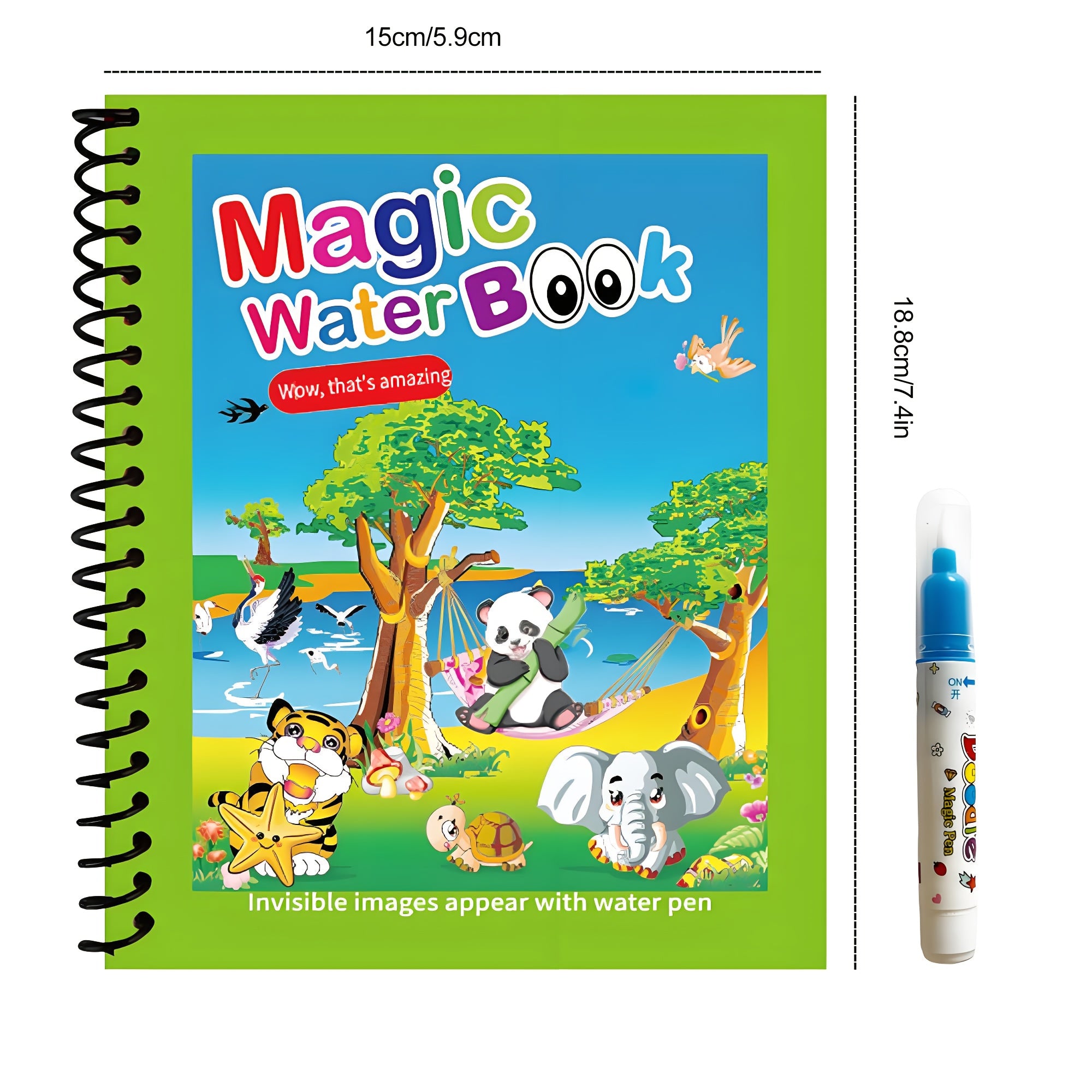 4pcs Reusable Water Coloring Books w/ Pens Animals & Sea Life Themes