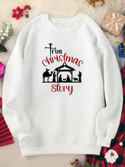 Christmas Lounge Top Women's Plus Christmas Painting Print Long Sleeve