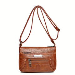 Vintage Croc Embossed Shoulder Bag for Women