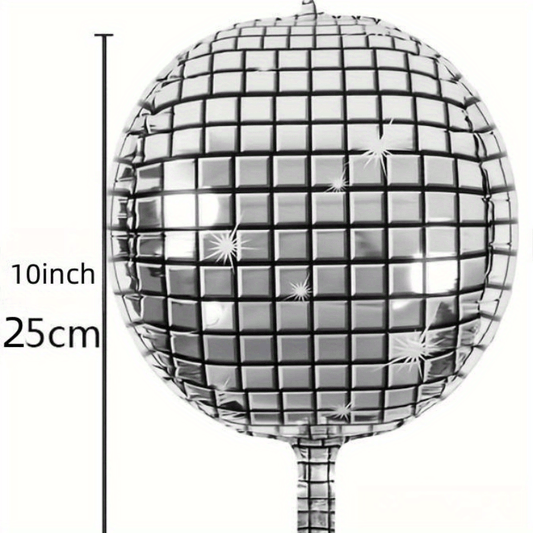 4D Large Silver Disco Balloons for Outdoor Party Decorations