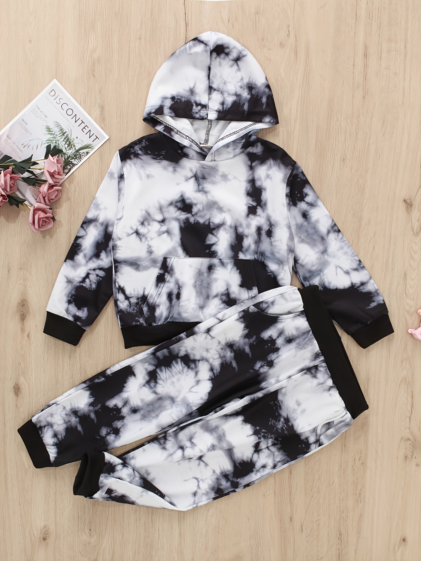 Kids Tie Dye Hooded Sweatshirt Pant Set for Fall/Winter