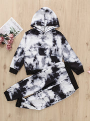 Kids Tie Dye Hooded Sweatshirt Pant Set for Fall/Winter