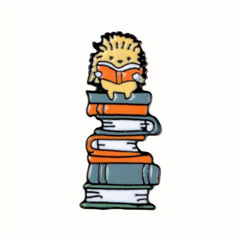 Hedgehog Reading Book Brooch - Animal Alloy Corsage