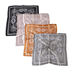 Women's Silk Head Scarf Floral Print Square Turban Lightweight Scarf