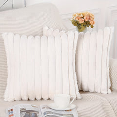 2pcs Double sided Faux Fur Plush Throw Pillow Covers