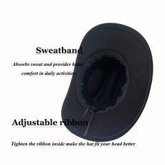 Classic Wide Brim Western Cowboy Hat with Buckle Belt