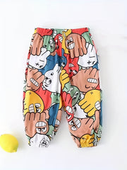 Girls Cartoon Print Casual Trousers Breathable Loose Fit Sports Sweatpants