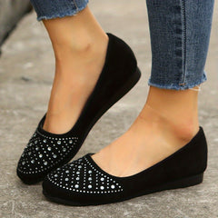 Women's Rhinestone Flat Shoes Soft Sole Slip On Shoes Comfy Walking