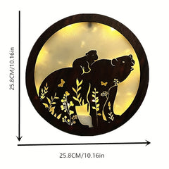 Children's Room Decoration Wall Clock LED Creative Lamp Retro Wooden Sign