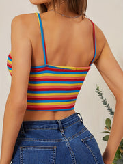 Striped Cami Top Summer Sleeveless Casual Spaghetti