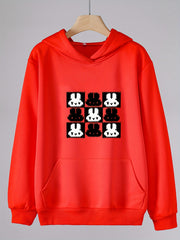 Girls Cartoon Rabbits Pattern Hooded Sweatshirt Long Sleeve
