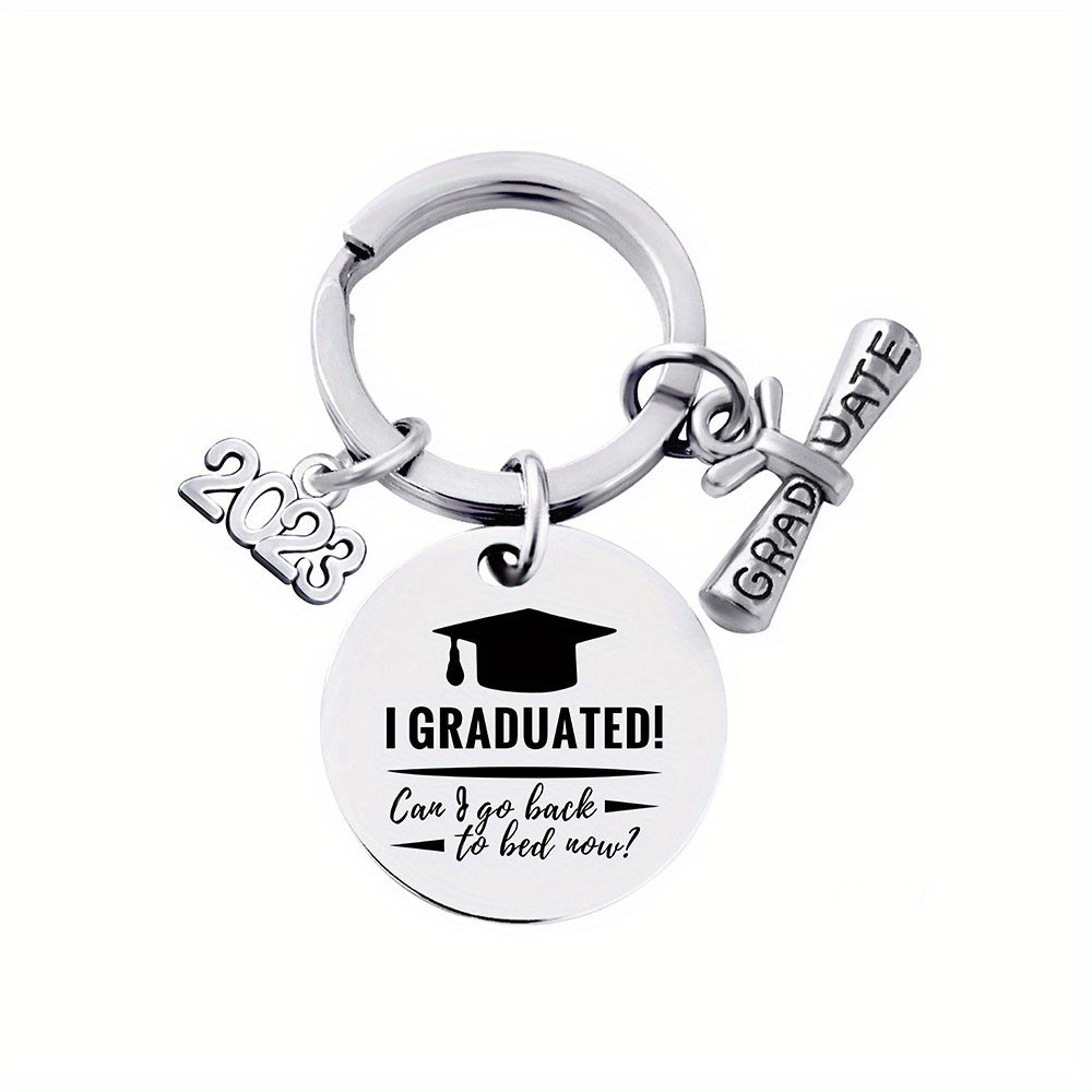 Stainless Steel Graduation Keychain - Letter Engraving Gift for Kids Friends