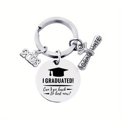Stainless Steel Graduation Keychain - Letter Engraving Gift for Kids Friends