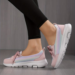 Women's Mesh Lace Up Slip on Walking Shoes Casual Flats
