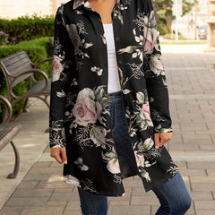Floral Print Button Up Long Sleeve Tunic Shirt