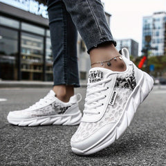 Mesh Letter Printed Sports Shoes, Lace Up Low Top Running Sneakers