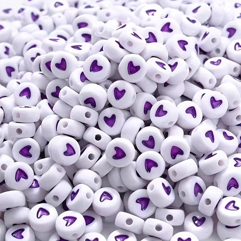 150pcs 7mm Heart Acrylic Spacer Beads Love Bracelet Necklace Making Jewelry Diy