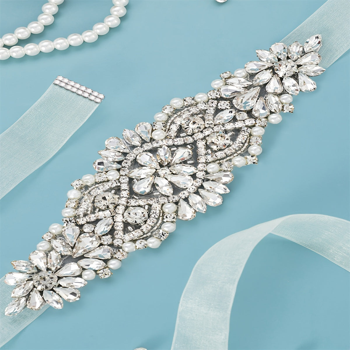 Bridal Belt Waist Chain Sash Faux Pearl Beaded Wedding Dress Accessory