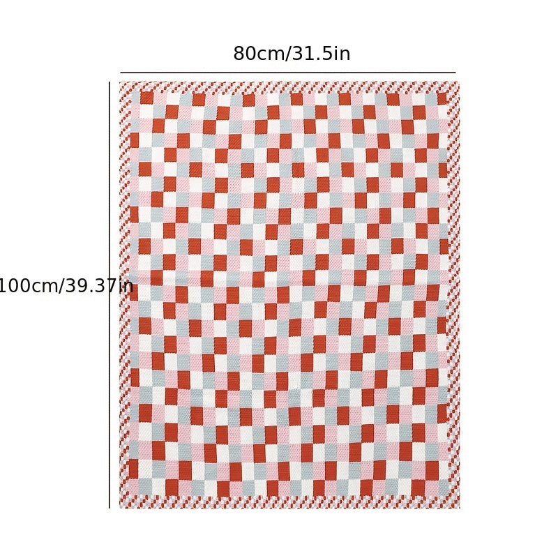 Colorful Plaid Knit Blanket Soft Warm Throw for Couch Bed Hand Wash