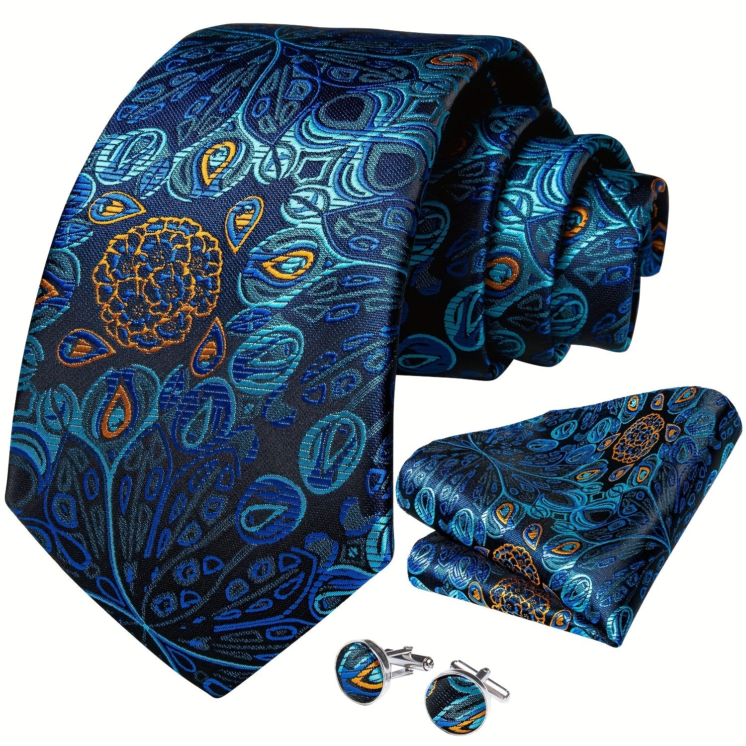 Paisley Striped Silk Tie Set for Men