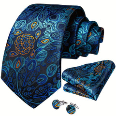 Paisley Striped Silk Tie Set for Men