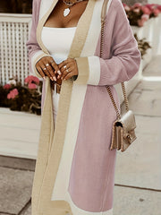 Colorblock Open Front Cardigan