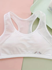 Cartoon Print Tank Crop Top Breathable Crew Neck Racerback Top
