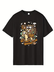 Men's Cartoon Print Crew Neck Tee