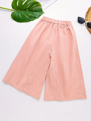 Girls Cropped Wide Leg Cotton Pants For Summer
