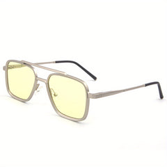 Men's Hip Hop Retro Sunglasses Double Beam Square Frame 100 UV Protection