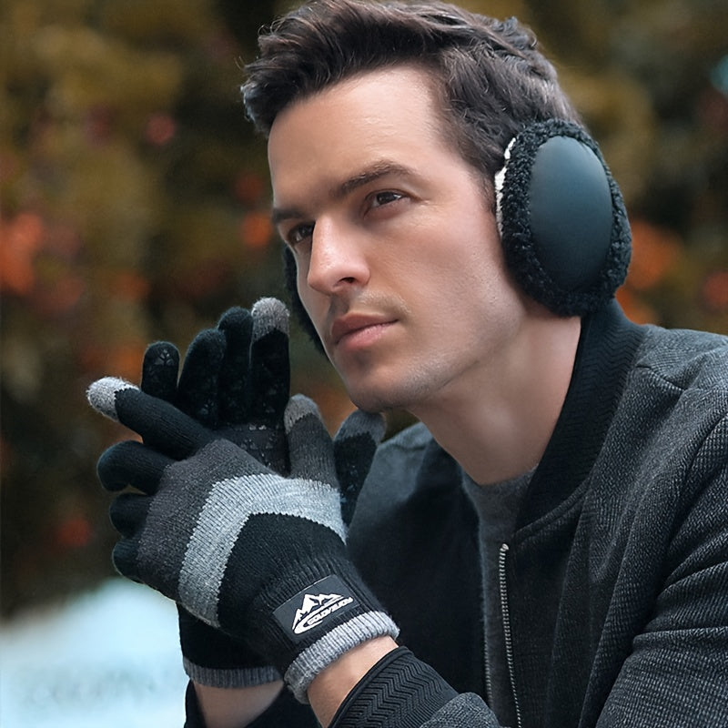 Men's Winter Knitted Gloves Warm Cycling Anti cold Touch Screen Woolen