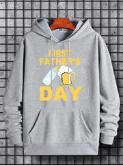 Funny 'First Father's Day' Slogan Print Hoodie for Men