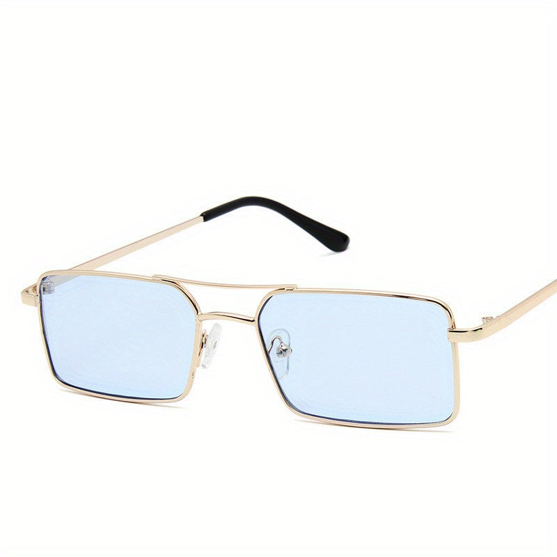 Red Lens Vintage Punk Sunglasses Rectangle Metal Shades Glasses