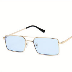 Red Lens Vintage Punk Sunglasses Rectangle Metal Shades Glasses