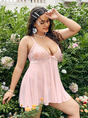 Lace Deep V Neck Satin Trim Mesh Slips