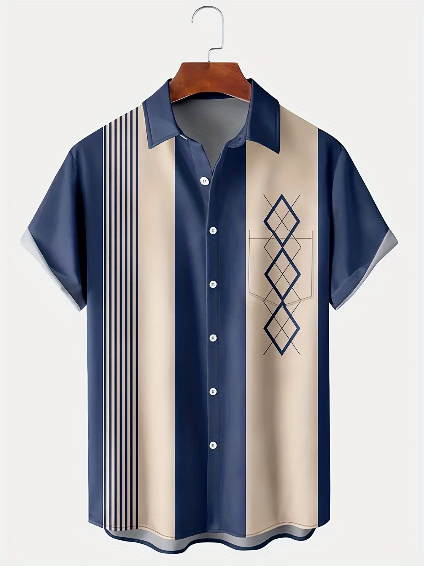 Vertical Stripe Pattern Men's Hawaiian Shirt
