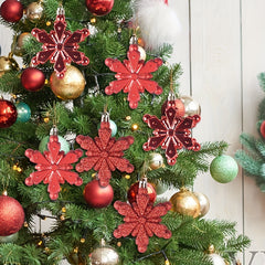 6pcs Red Snowflake Tree Pendant Christmas Decoration