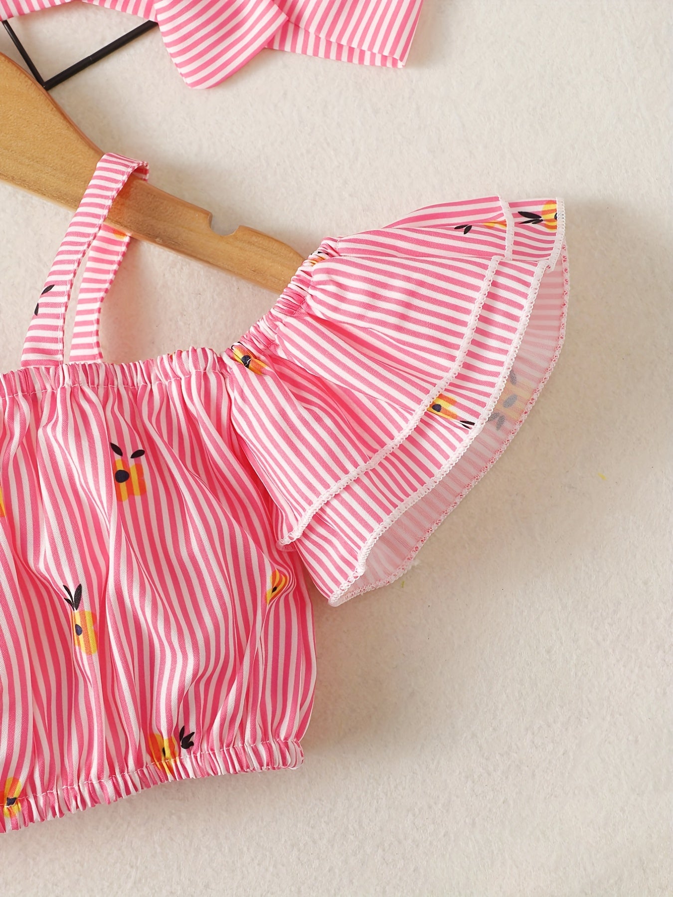 3pcs Newborn Baby Girls Off Shoulder Top & Skirt Set Clothes